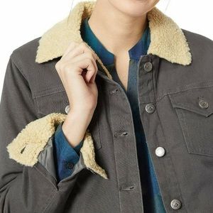 Mountain Khakis Women's Ranch Shearling Jacket Button Front Slate Gray